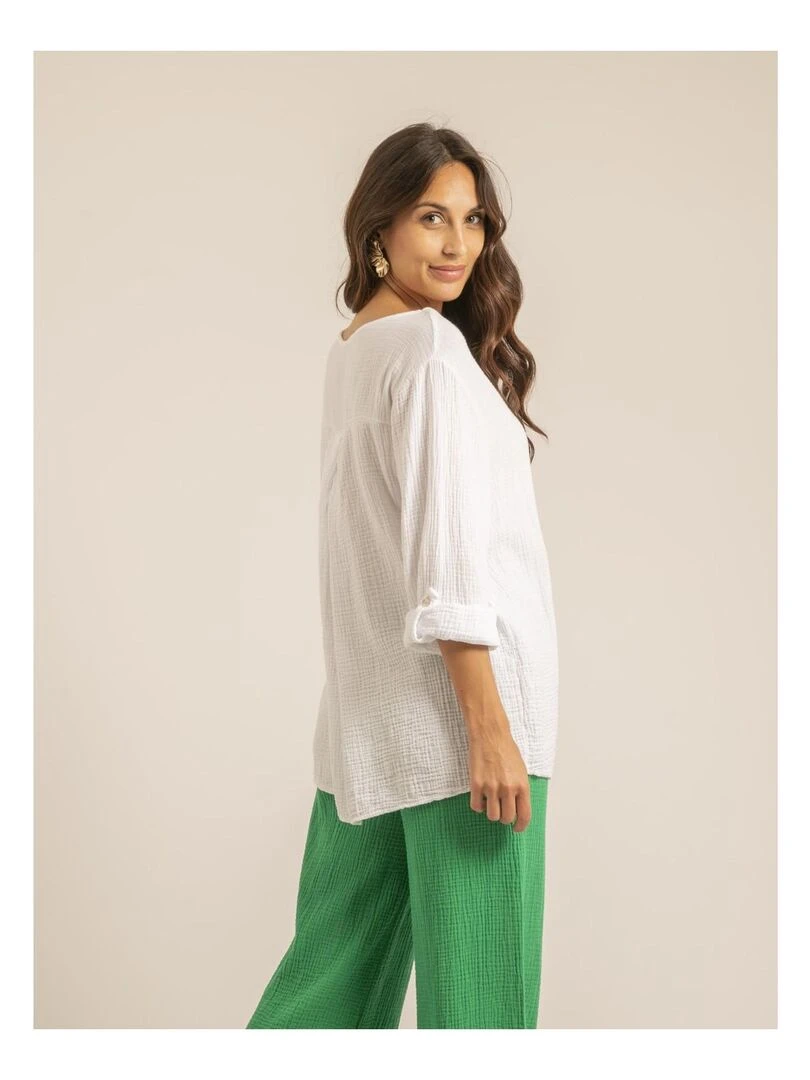 Tunique gaz de coton FOBINE   Blanc