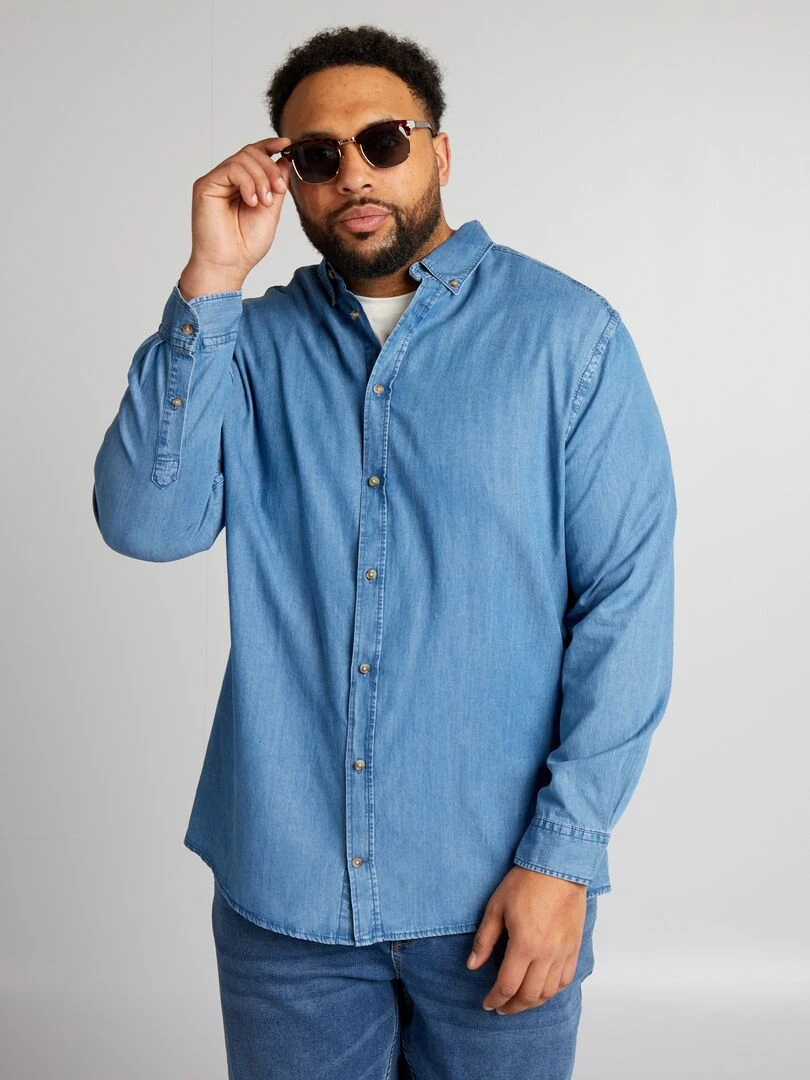 Chemise droite effet denim   Bleu