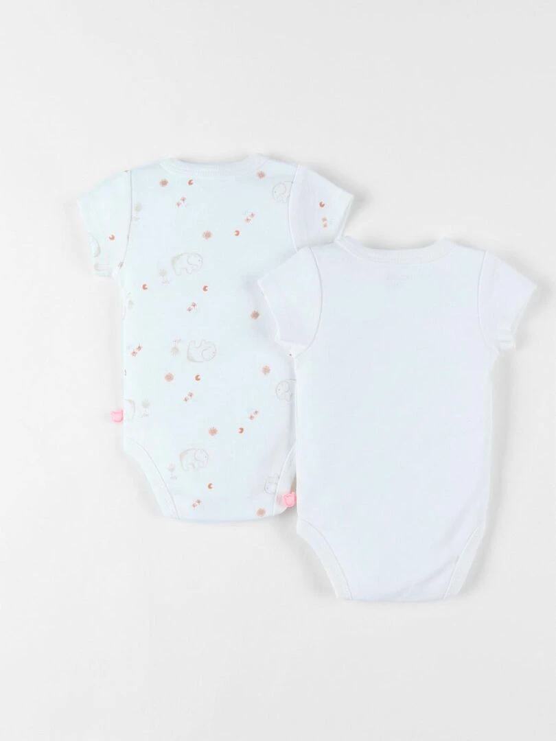 Set de 2 bodies naissance éléphant en coton Noukie's Blanc