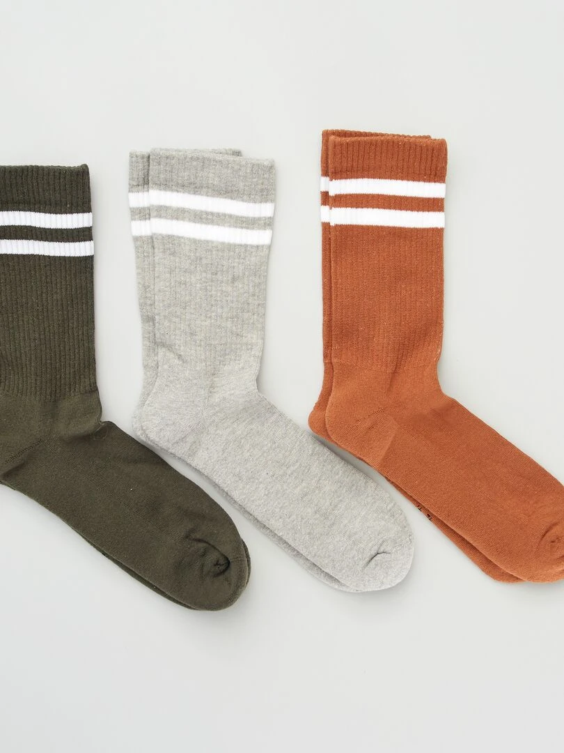Lot de 3 paires de chaussettes Vert/gris/marron