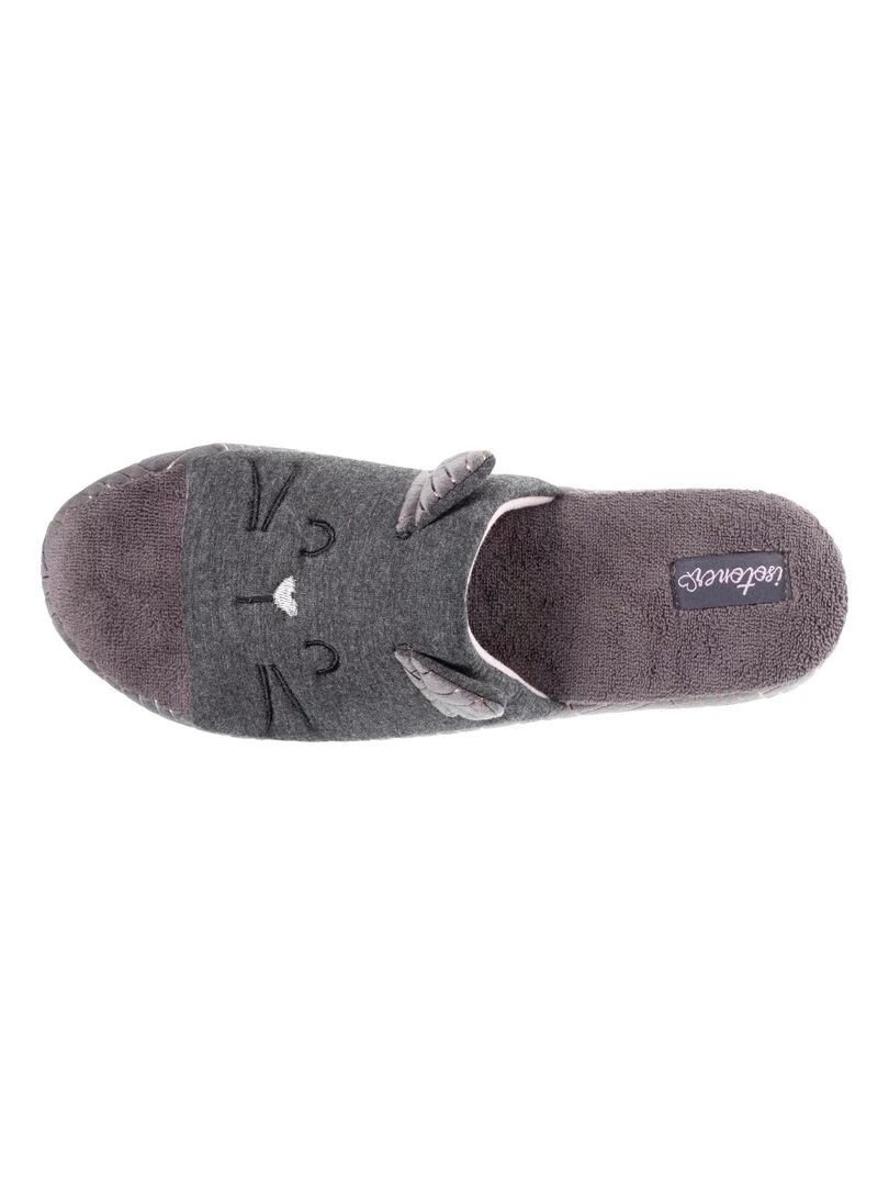 Chaussons sandales Femme 3D Gris chiné foncé Gris chiné