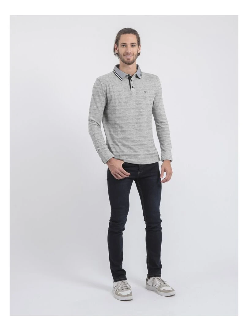 Polo manches longues pur coton PLAMOTO   Ecru