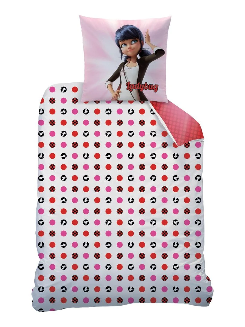 Parure de lit imprimée 100% coton  MIRACULOUS LADYBUG READY   Rose