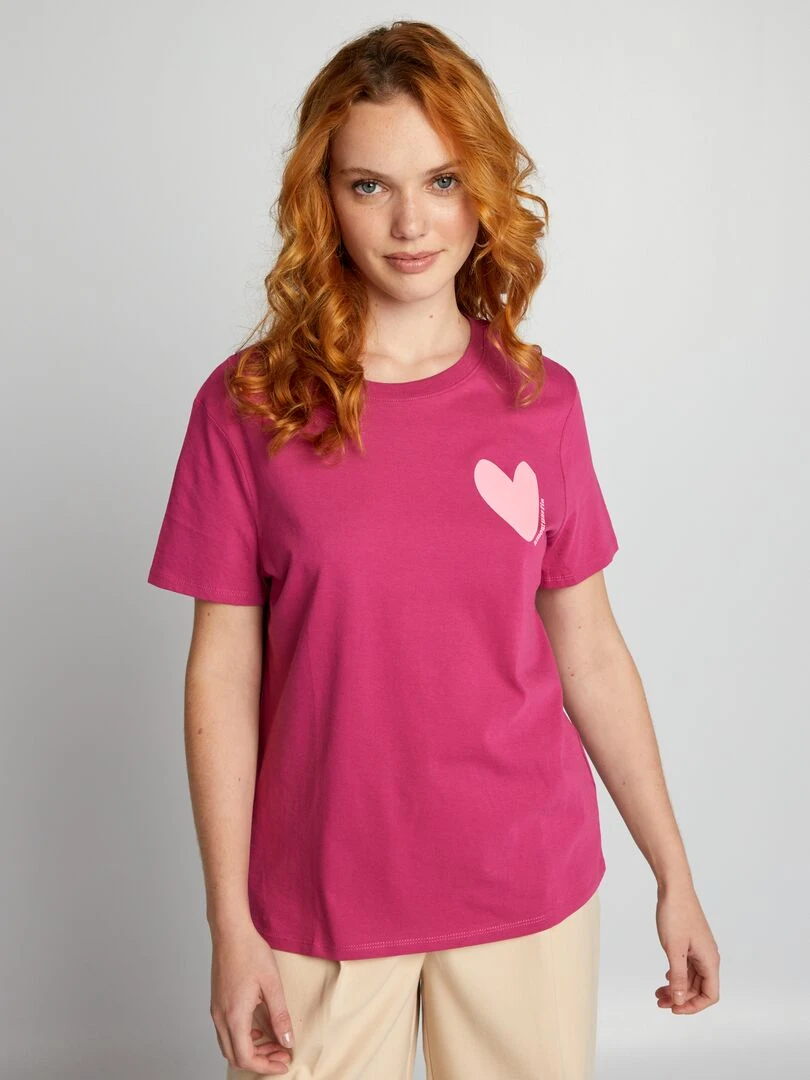 T shirt en jersey imprimé   Rose
