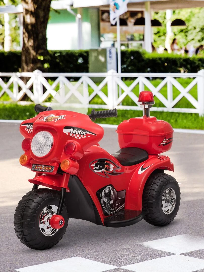 Moto scooter électrique policier enfant 6 V 3 Km/h   Rouge