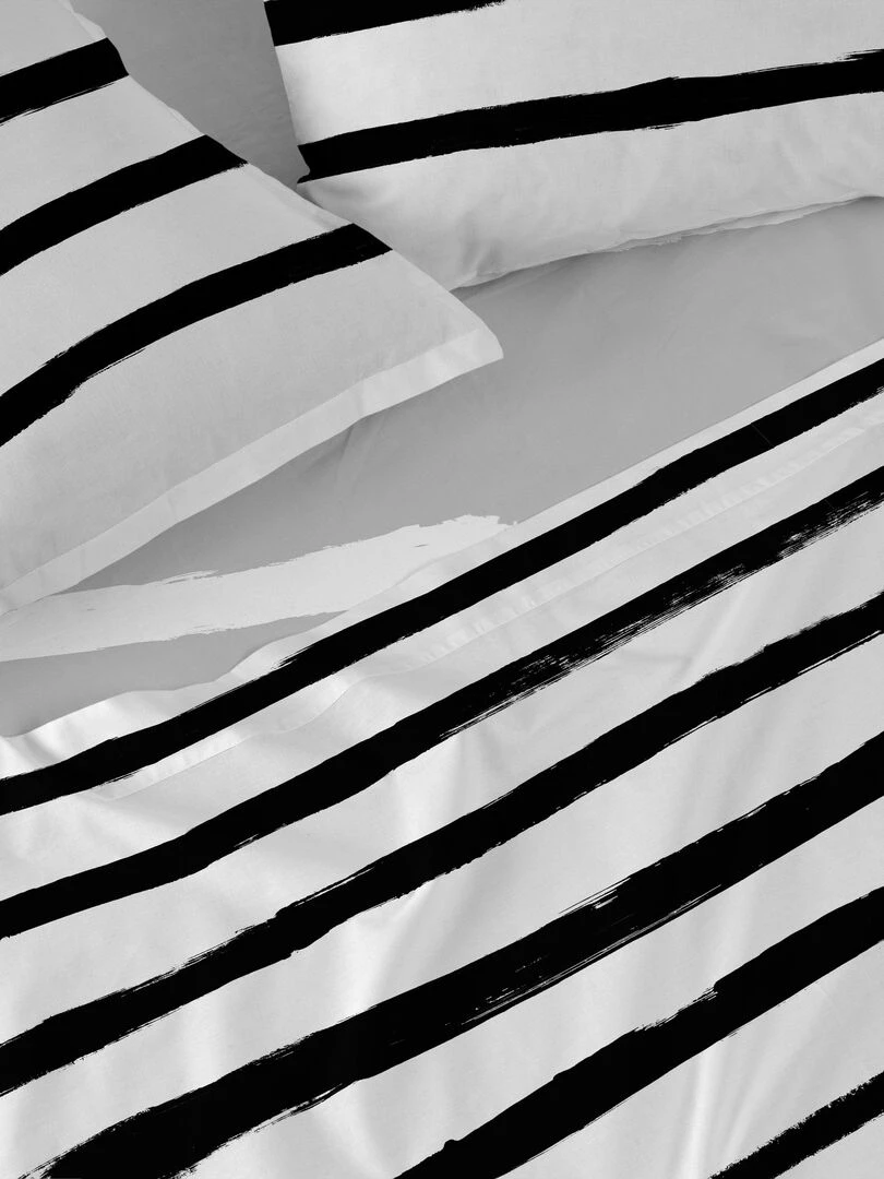 Drap Stripes "Happyfriday" Blanc