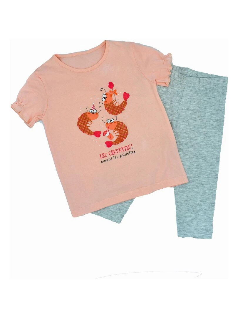 Pyjama Corsaire Jersey 'crevette À Paillettes''doo&bo' rose clair