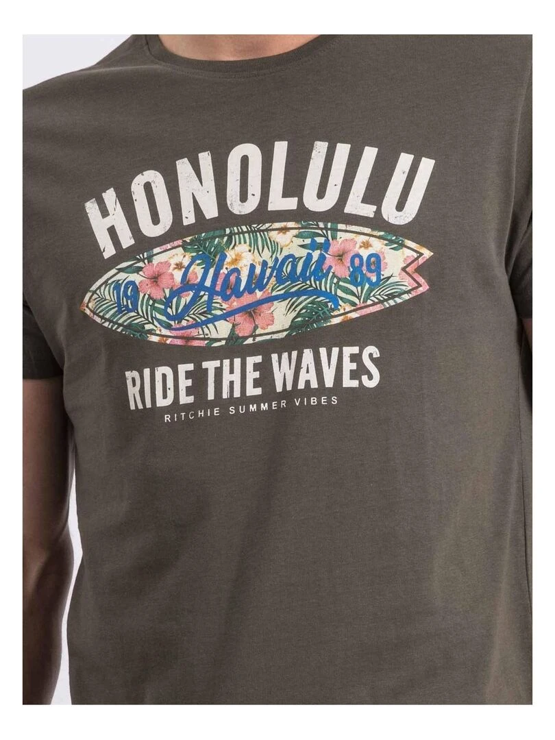 T shirt col rond NIROULIO   Kaki