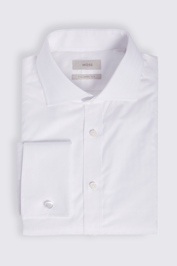 Tailored Fit White Self Stripe Shirt   Buy Online at Moss