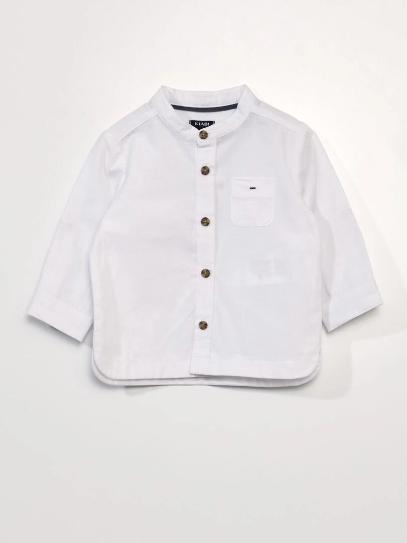 Ensemble 2 pièces Chemise col mao + pantalon chino Blanc/marron