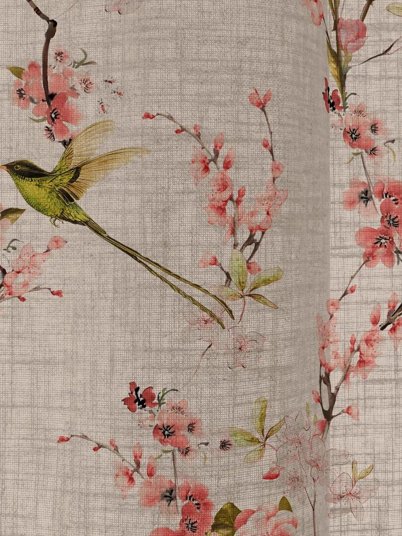 Rideau lin Chinoiserie "Happyfriday"   Blanc