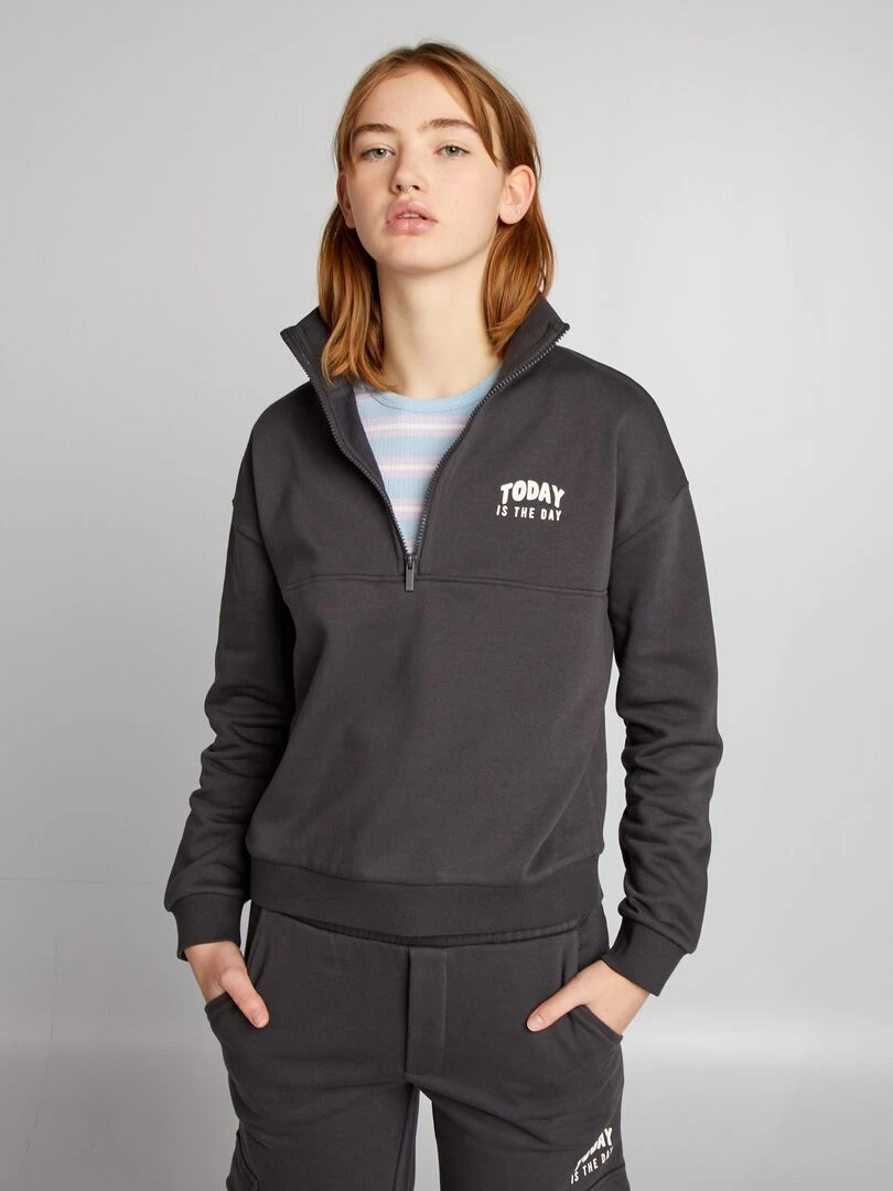 Sweat camionneur en molleton Gris foncé