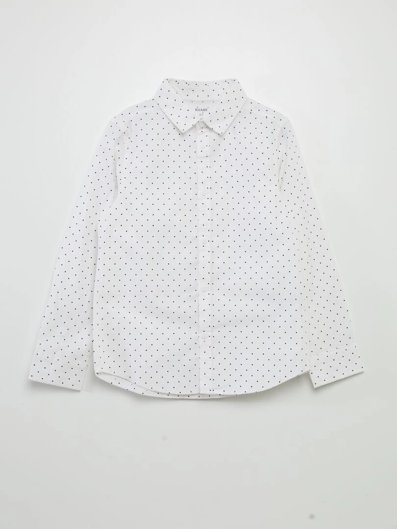Chemise en popeline imprimée Blanc pois