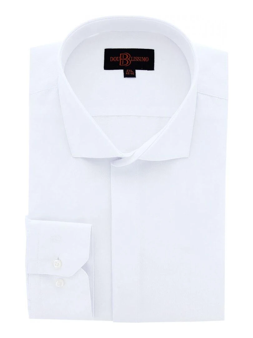 Chemise forte taille tissus premium armuré ELGANZO Blanc
