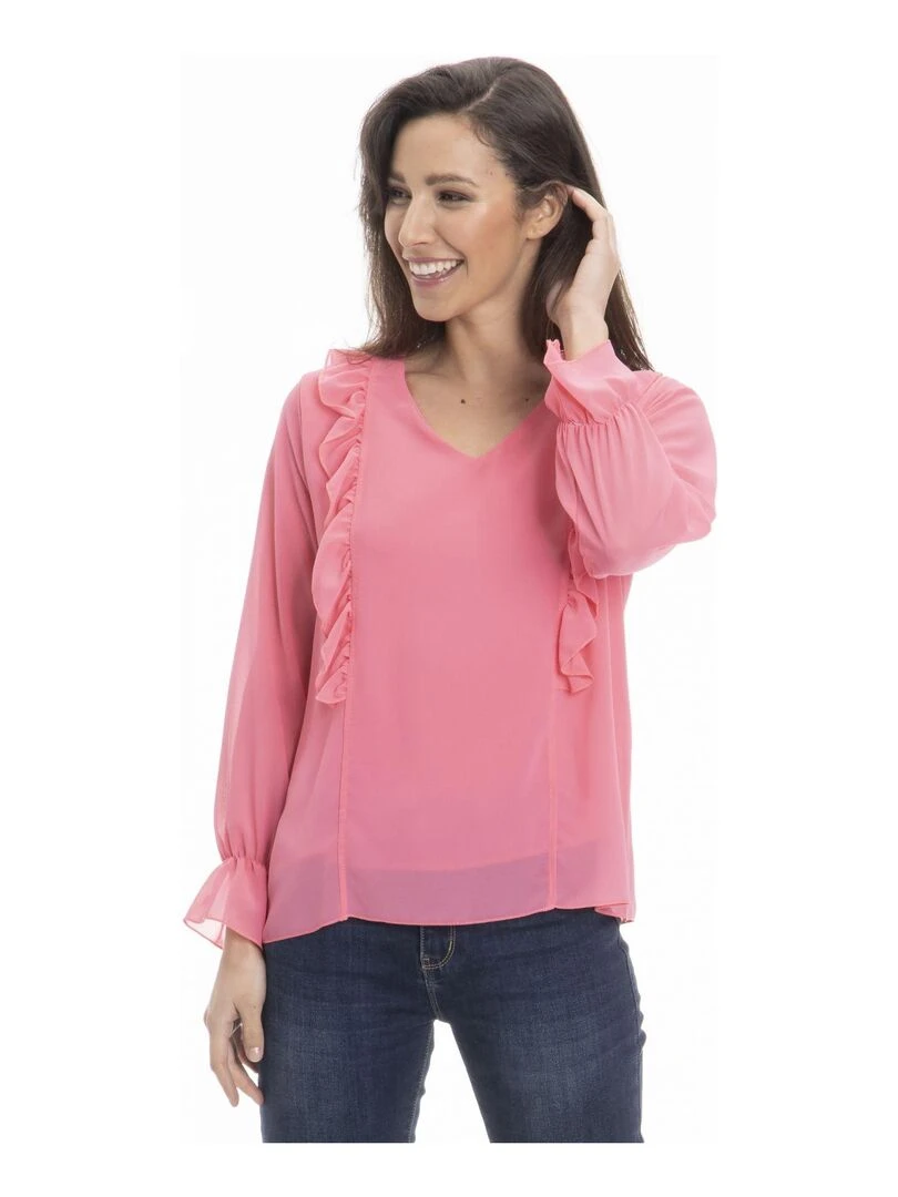 Chemise col tunisien CAROLE Gérard Pasquier Rose