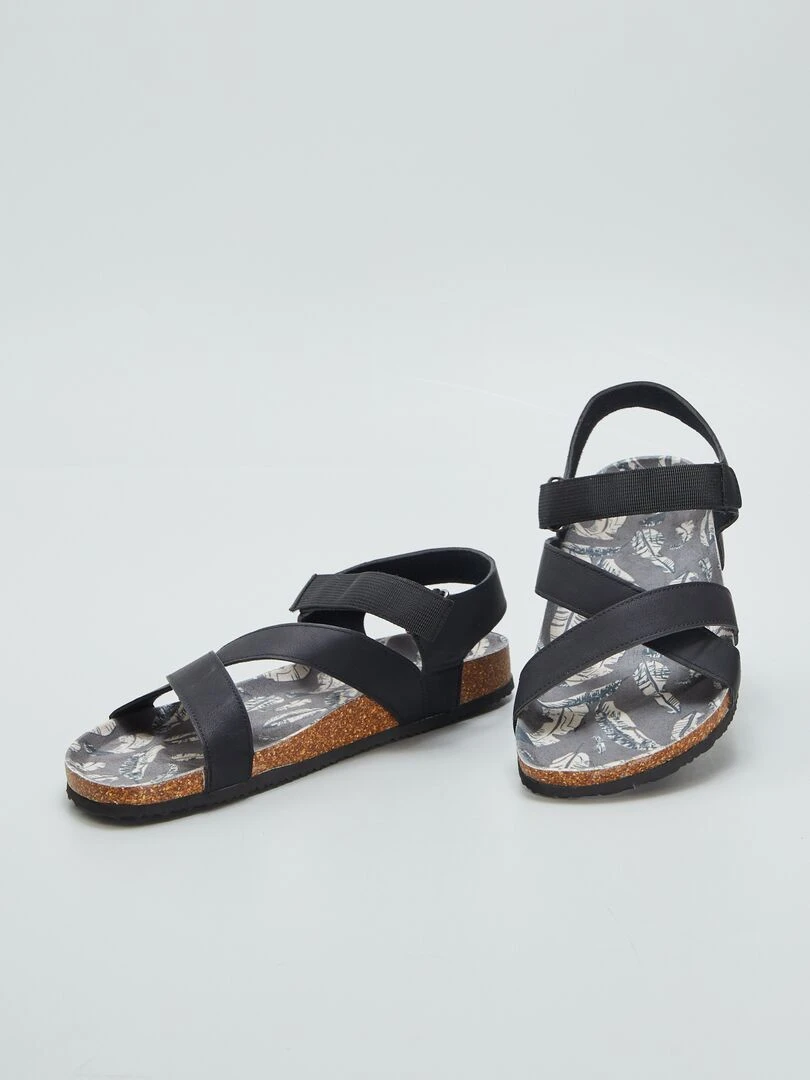 Sandales à scratch   Noir