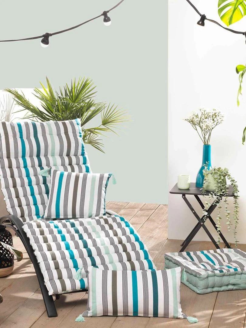 Coussin Collection Tramontane raye   Bleu