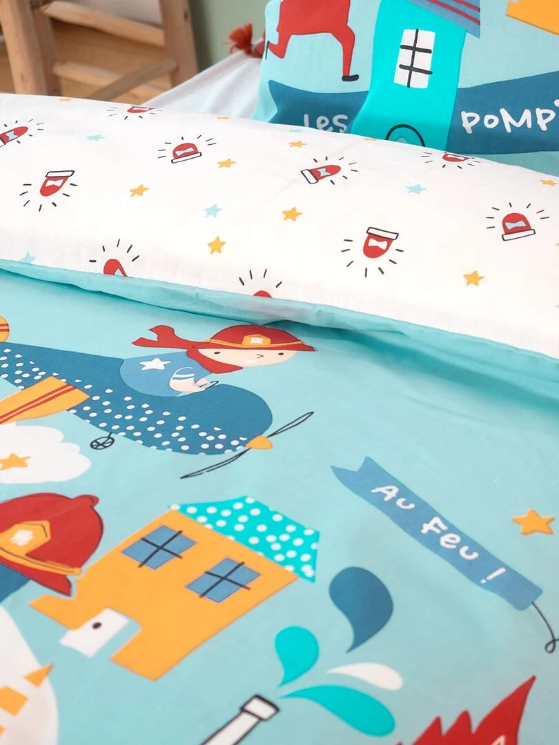 Parure de lit 'Pompier'   1 personne   Bleu