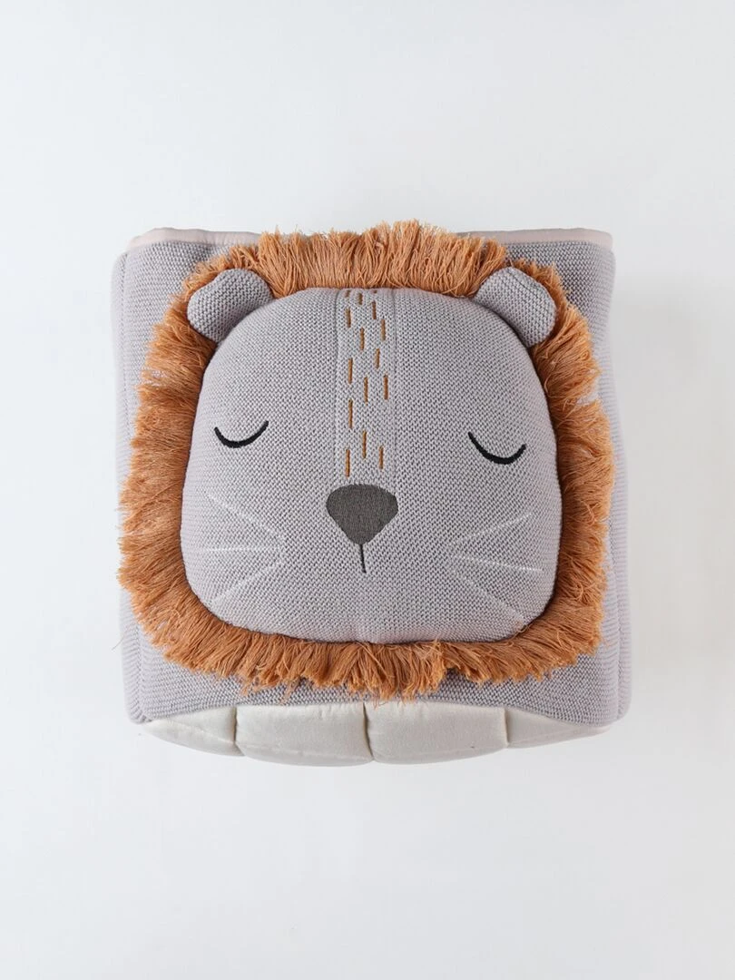 Panier de rangement en tricot jacquard bio Gris