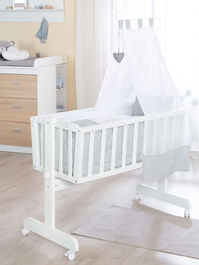 ROBA Berceau Heartbreaker 40x90 cm + Équipement Complet Bois Laqué Blanc Blanc