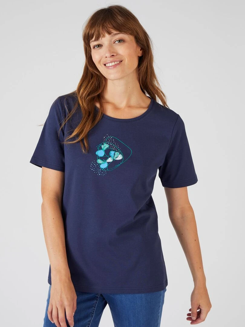 Tee shirt pur coton   Damart   Bleu marine