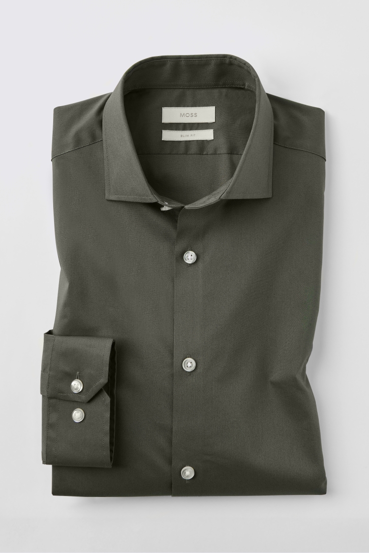 Slim Fit Green Stretch Shirt    Buy Online at Moss