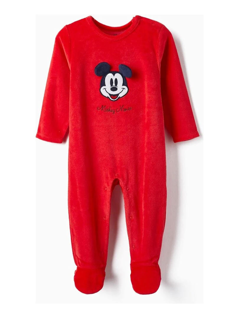 Grenouillère en velours avec oreilles pour bébé garçon 'Mickey' MICKEY Rouge