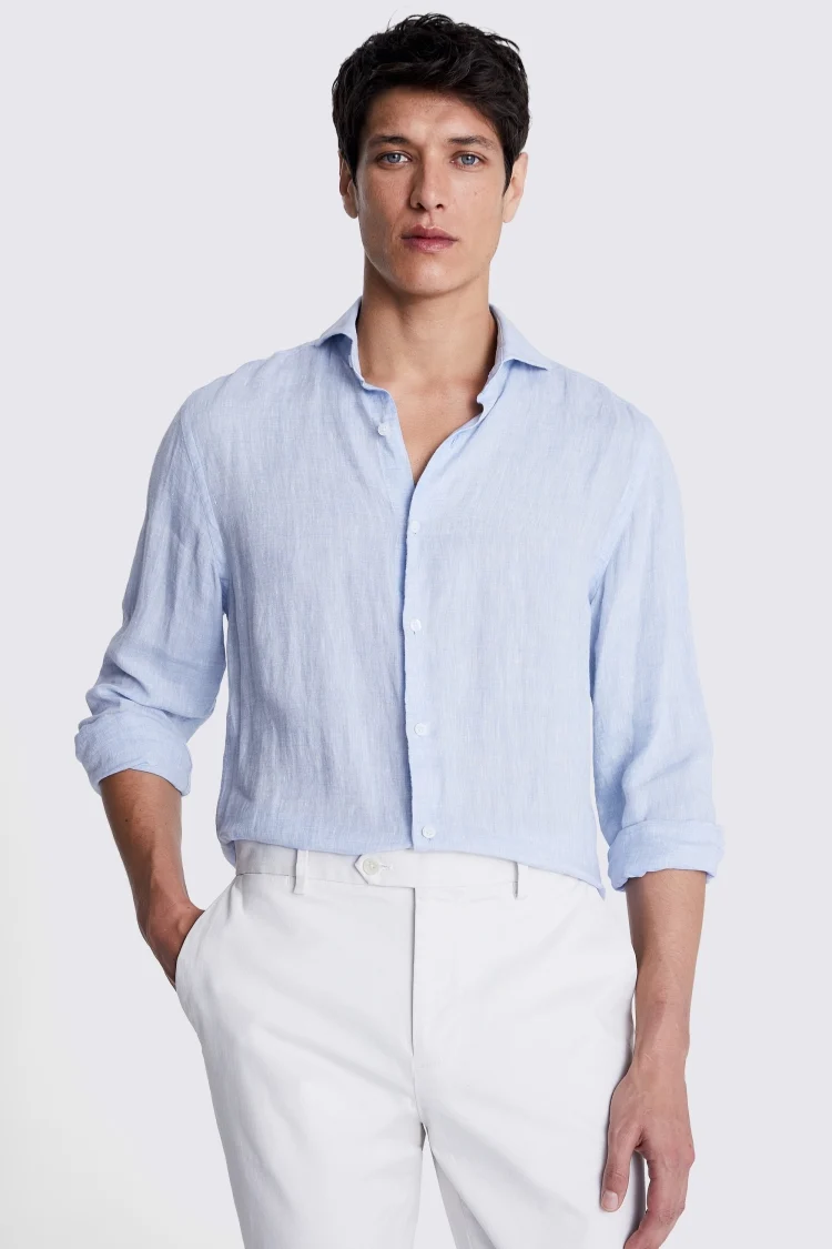 Tailored Fit Sky Linen Shirt Buy Online at Moss