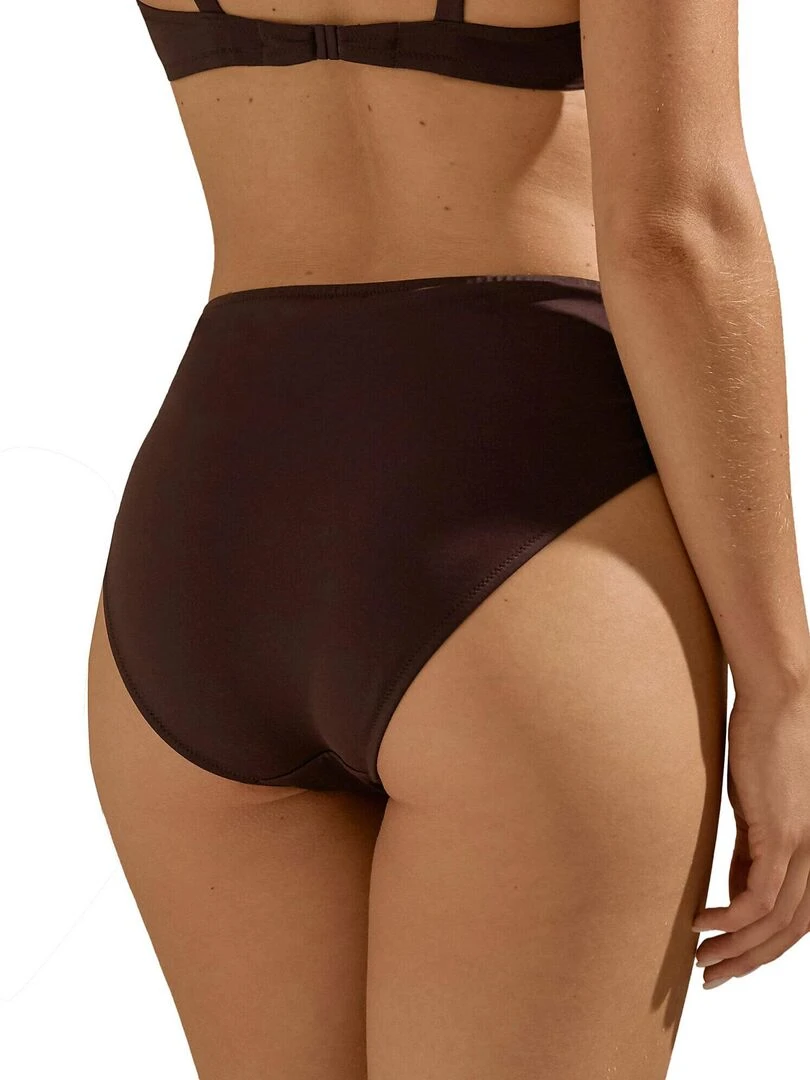 Bas maillot slip de bain taille haute côtés réglables Viviero Marron