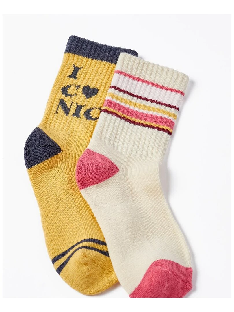 Lot de 2 Paires de Chaussettes de Sport pour Fille GREAT GOALS GREAT WORLD Multicolore