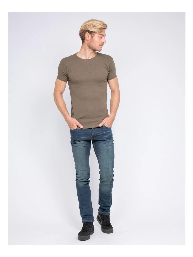 T shirt col rond pur coton organique WARRY   Kaki