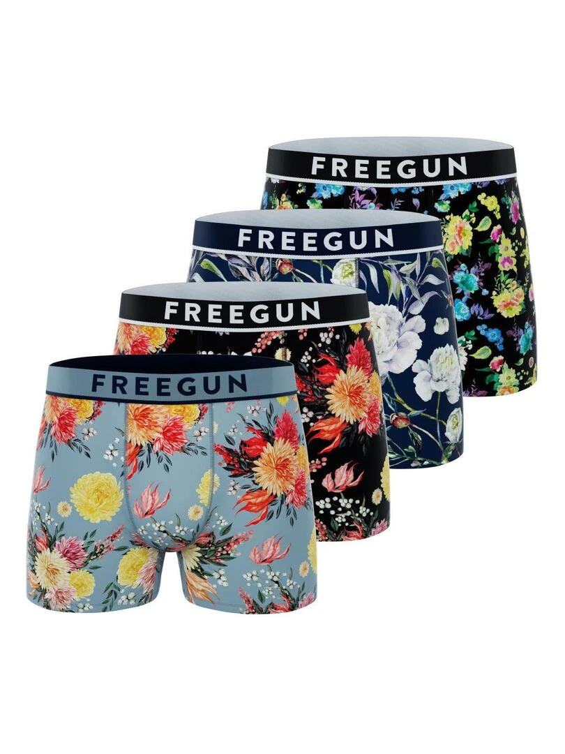 Lot de 4 boxers homme en coton Signature Sergio Freegun Bleu