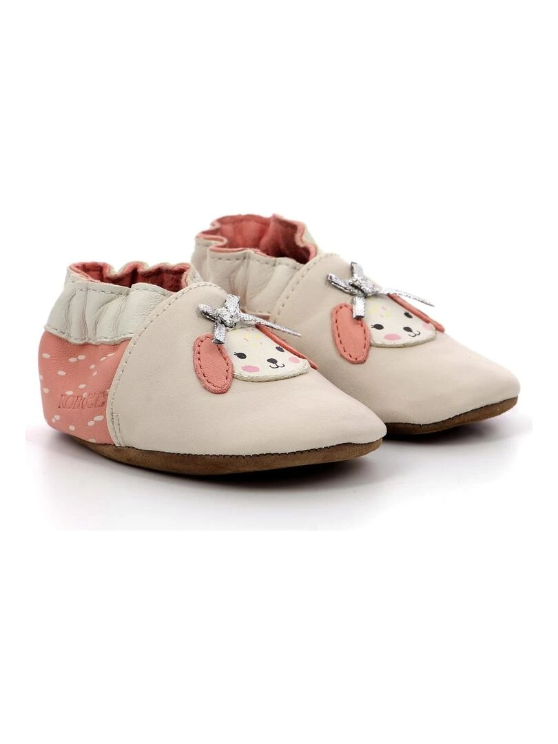Chaussons Cuir Colorfull Dog Beige