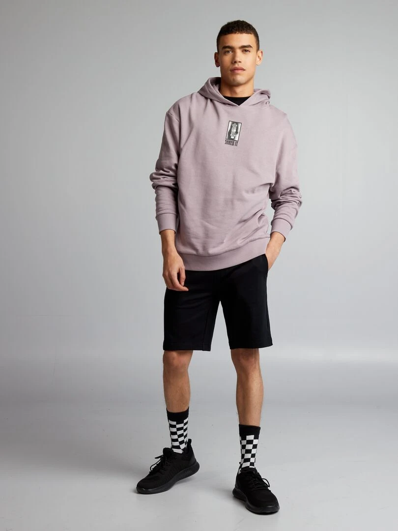 T shirt en coton imprimé à col rond   Blanc