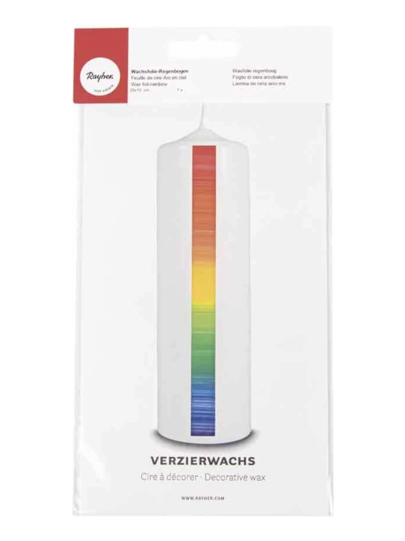 Feuille de cire Arc En Ciel 20 x 10 cm Rayures horizontales Multicolore