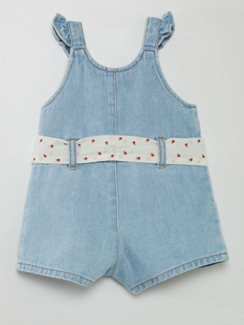 Combishort en denim avec ceinture imprimée Denim