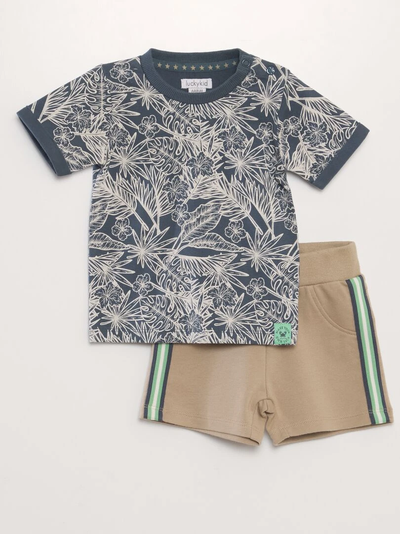 Ensemble t shirt et short 2 pièces Beige