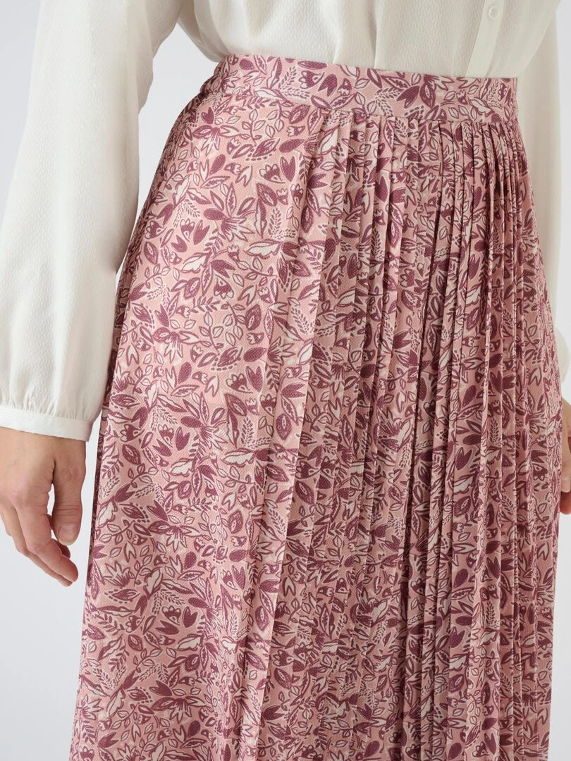 Jupe tissu crêpe à fronces   Damart   Rose