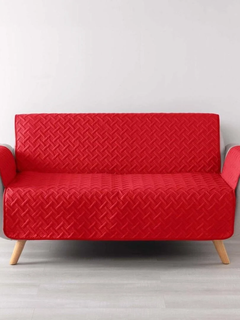 Protège canapé 2 places matelassé 223x179 cm uni Lounge rouge Rouge