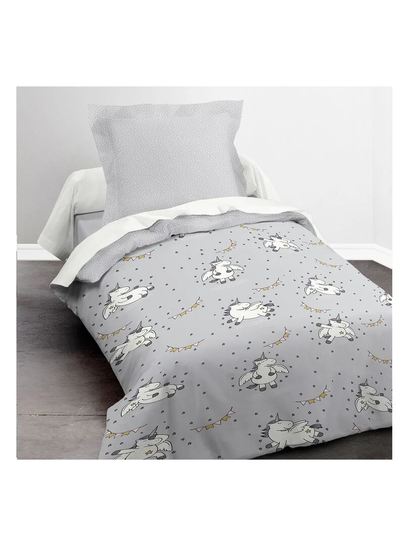 Housse de couette Licorne volante Gris