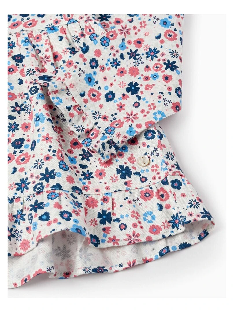 Chemisier Florale avec Capuche pour Fille manches longues SPRING BEGINS   Blanc