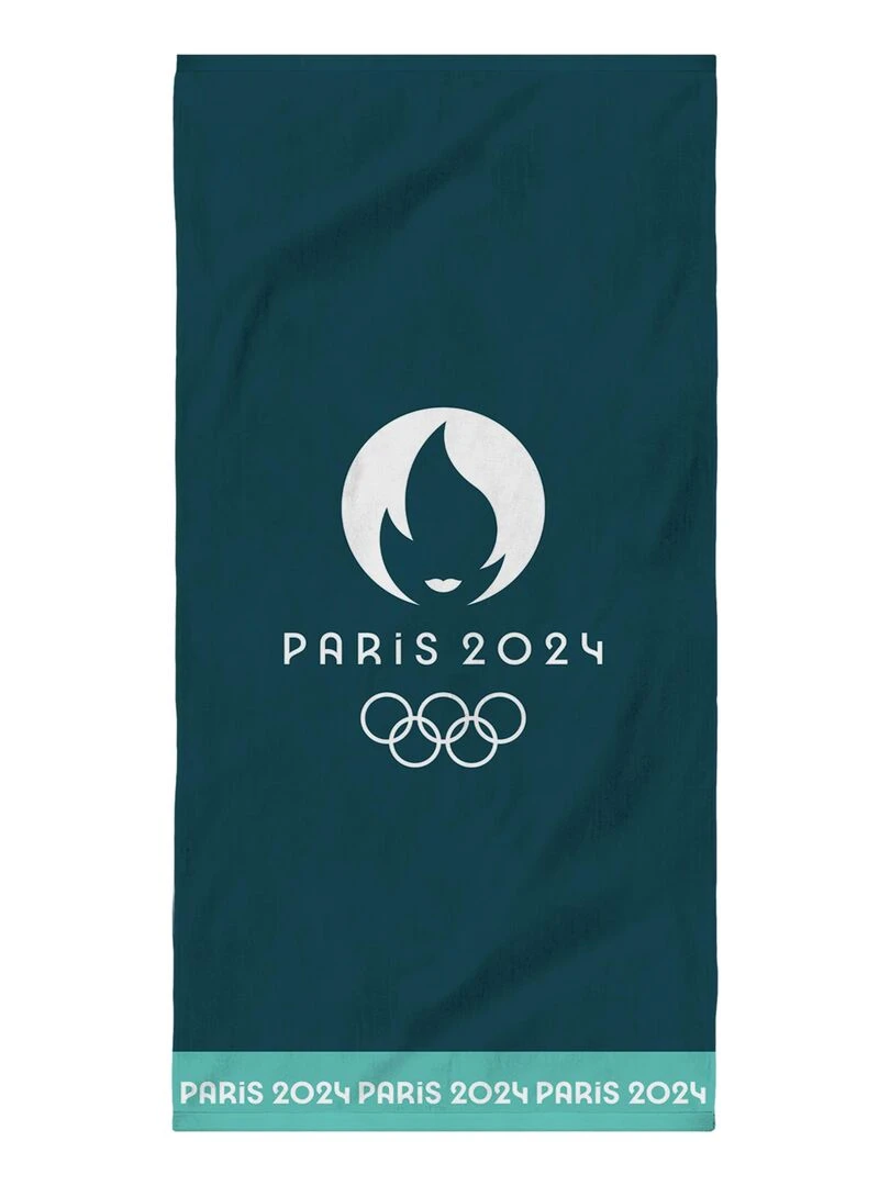 Drap de plage imprimé 100% coton PARIS 2024 JEUX OLYMPIQUES JEUX Bleu