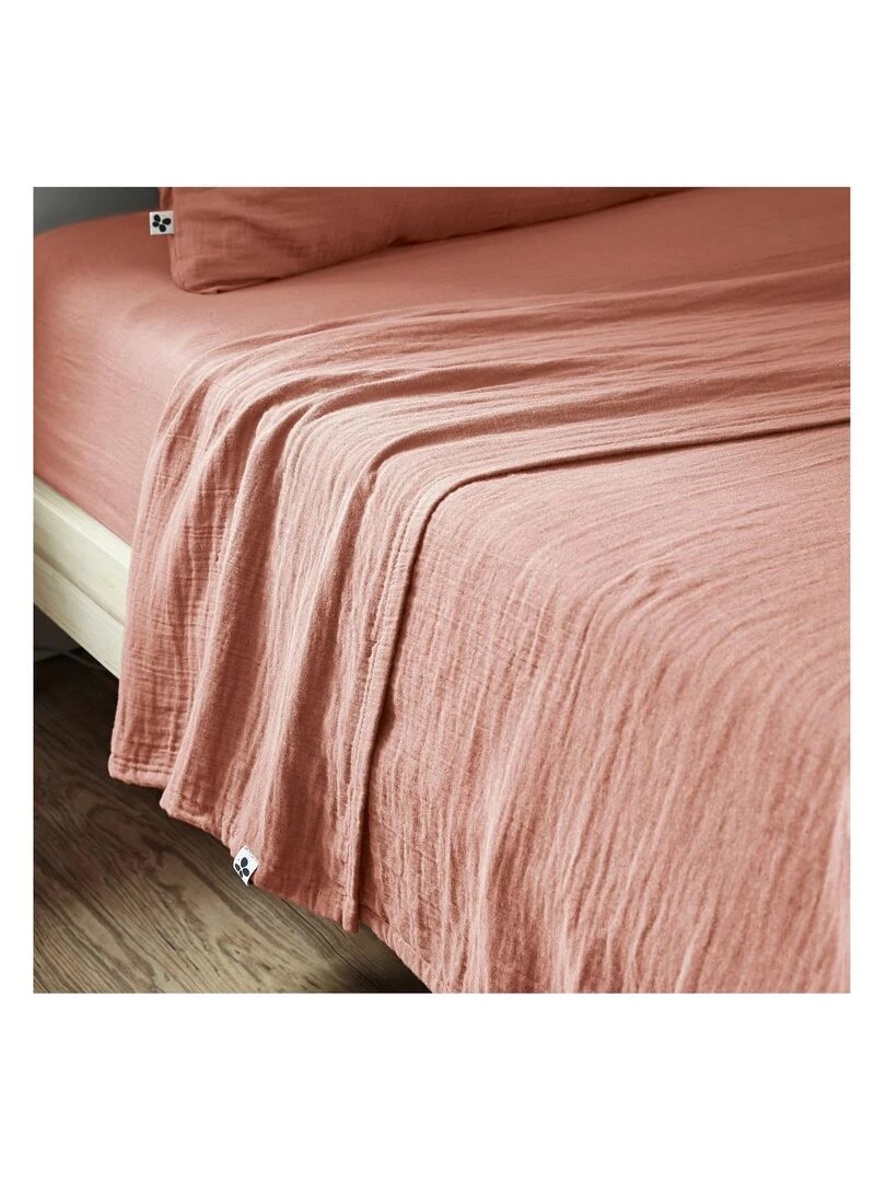 Drap plat double gaze de coton Gaia Rose
