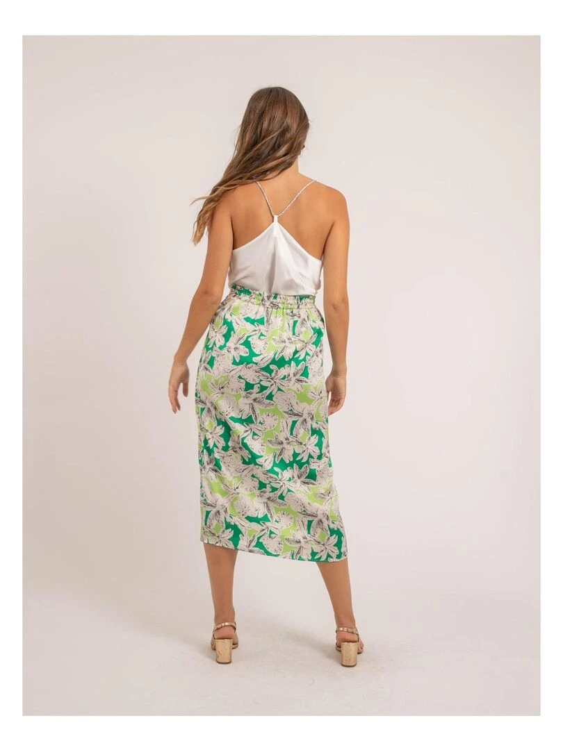 Jupe midi motifs XAMA   Vert