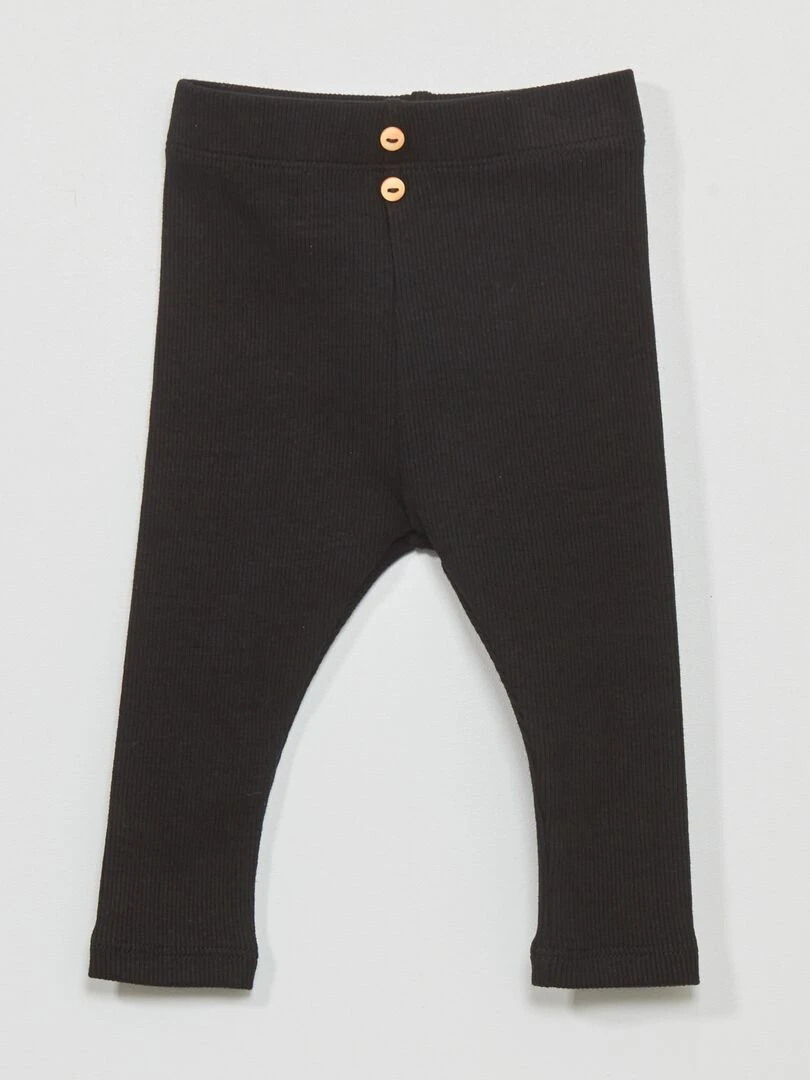 Legging uni en maille côtelée noir