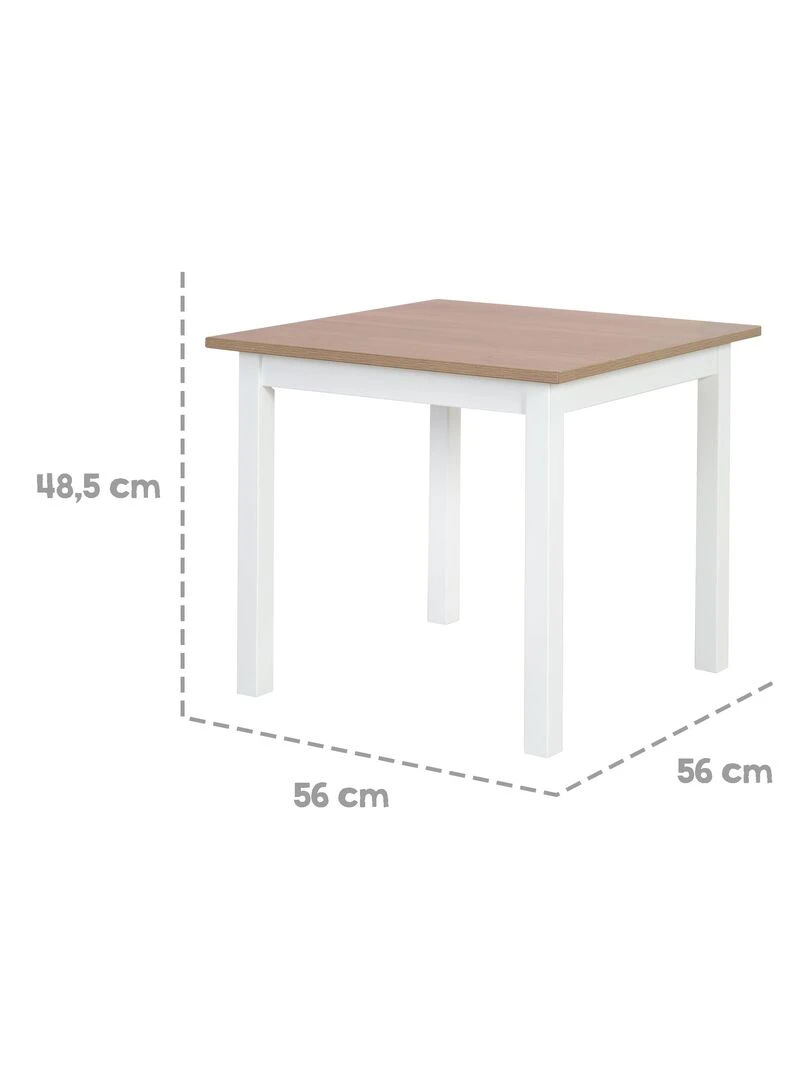ROBA Ensemble Table et 2 Chaises Enfants Woody   Plateau et Assises en Aspect Bois   Blanc   Blanc