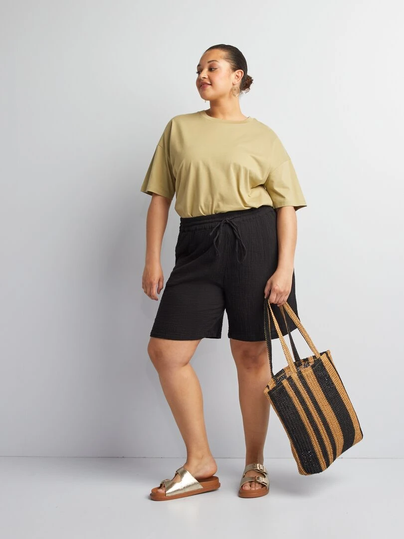 Short en gaze de coton 'Only Carmakoma' noir