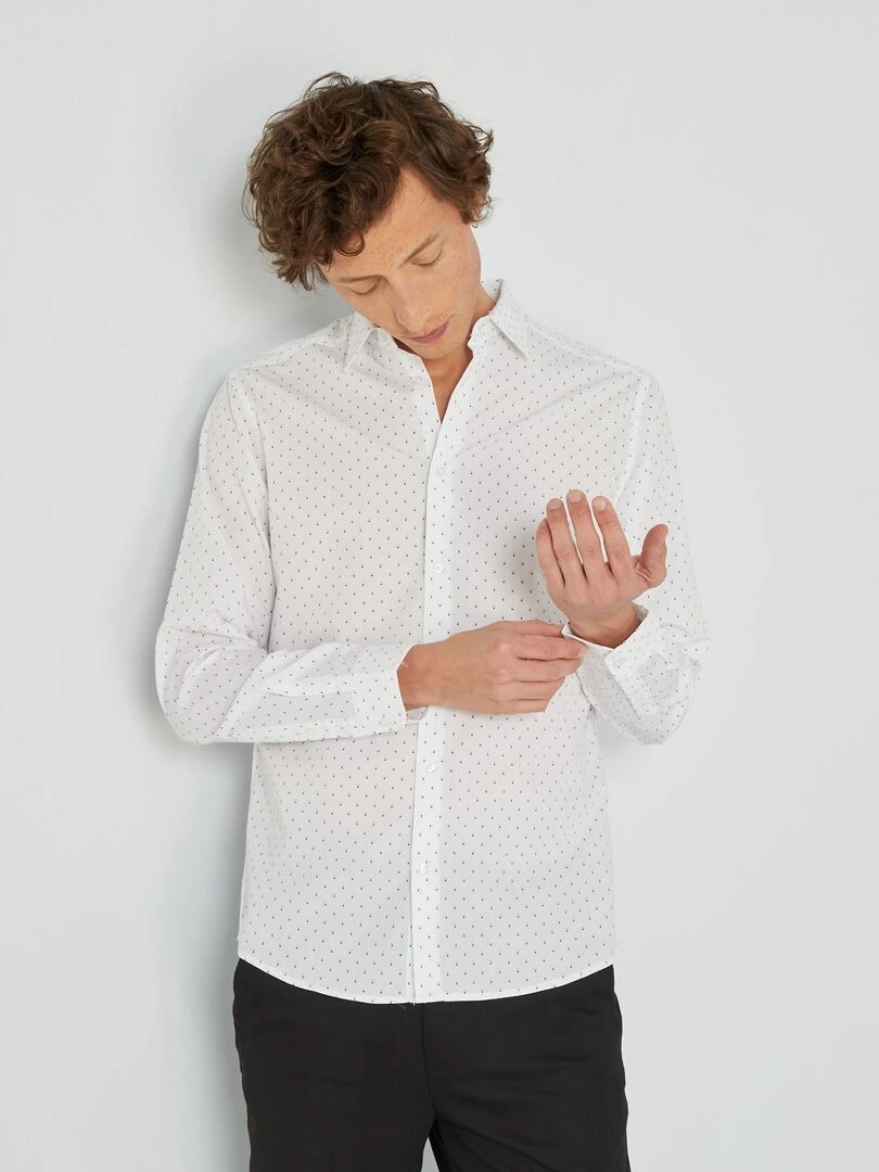 Chemise fantaisie à coupe droite   Blanc