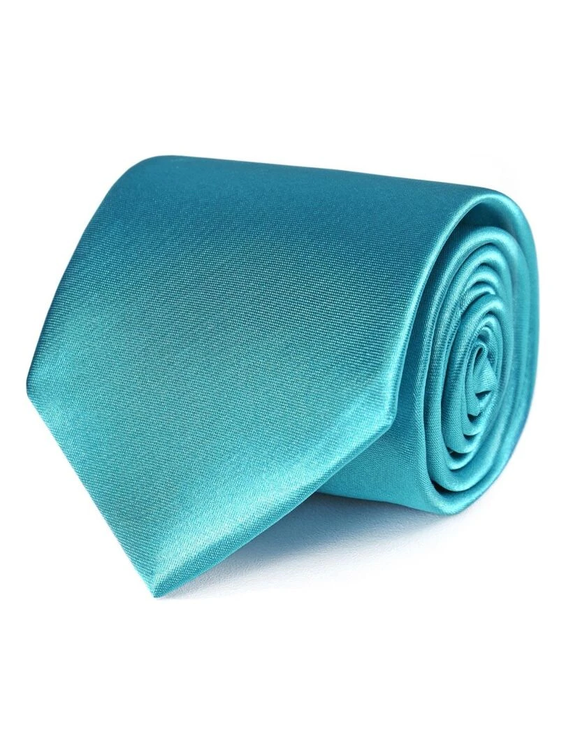 Cravate Satin Unie Fabriqué en Europe Bleu turquoise