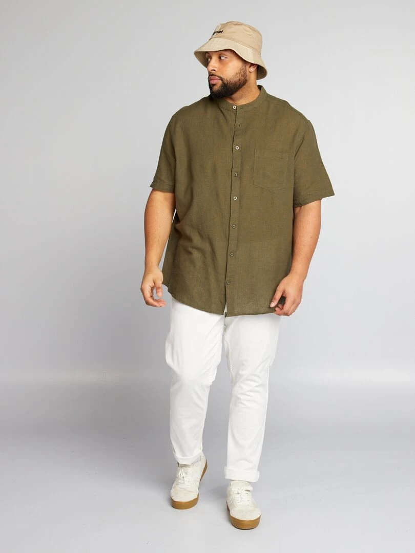Chemise col mao Kaki